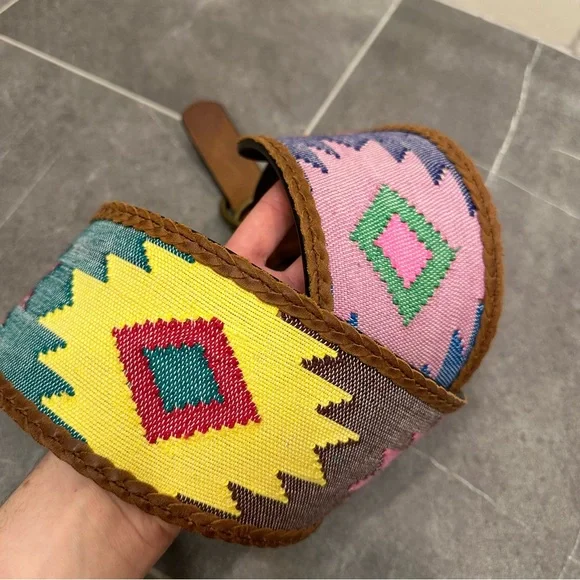 3D western belt wide boho pink leather southwest yellow purple colorful - Picture 2 of 12